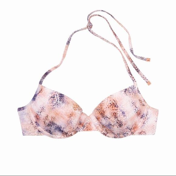 VICTORIA'S SECRET BOOSTER HALTER SWIMSUIT BIKINI TOP NWT SNAKESKIN MERMAID 36C - Picture 4 of 11